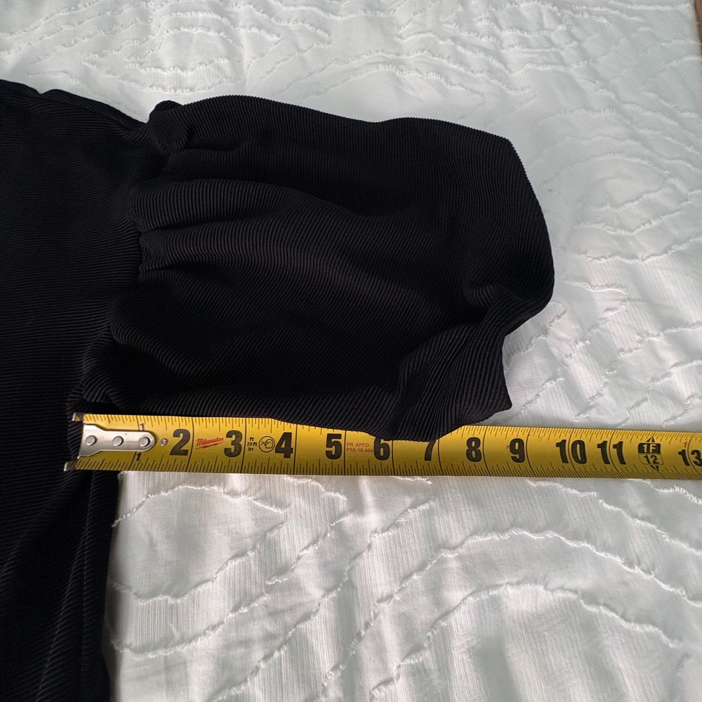 Anthropologie Dolan Women L Black Puff Sleeve Ribbed Textured Shirt - Picture 7 of 10
